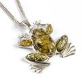 Click to view product details and reviews for Friendly Frog Necklace In Silver And Green Amber 16 42cm.