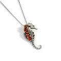 Click to view product details and reviews for Small Seahorse Necklace In Silver And Amber 18 45cm.