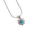 Click to view product details and reviews for Daisy Flower Necklace In Silver And Turquoise 18 455cm.