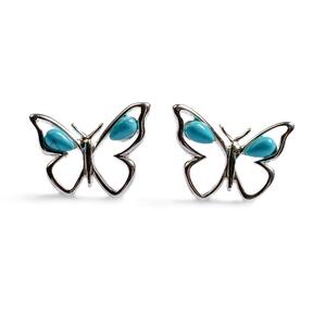 Butterfly Stud Earrings In Silver And Turquoise Default Title