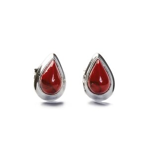 Teardrop Stud Earrings In Silver And Coral Default Title