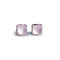 Click to view product details and reviews for Small Square Stud Earrings In Silver And Rose Quartz Default Title.