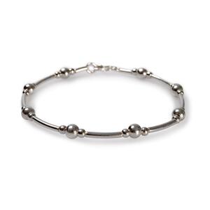 Bead Tube Bangle In Silver Default Title