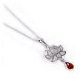 Click to view product details and reviews for Lotus Flower Necklace In Silver And Amber 16 42cm.
