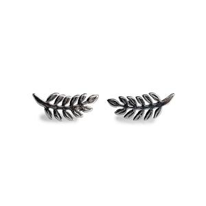 Royal Fern Leaf Stud Earrings In Silver Default Title