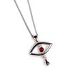 Click to view product details and reviews for Evil Eye Drop Necklace In Silver And Amber 16 42cm.