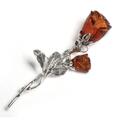 Click to view product details and reviews for Romantic Rose Brooch In Silver And Cognac Amber Default Title.