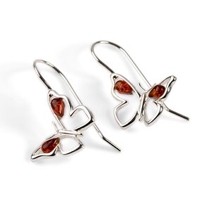 Butterfly Hook Earrings In Silver And Cognac Amber Default Title