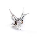 Click to view product details and reviews for Large Stag Head Ring In Silver And Amber K.