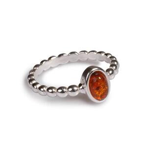 Oval Ring In Silver And Amber S