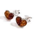 Click to view product details and reviews for Heart Stud Earrings In Silver And Amber Default Title.