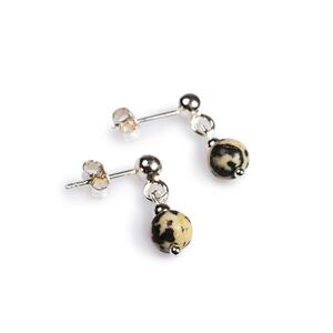 Drop Ball Earrings In Silver And Dalmatian Jasper Default Title