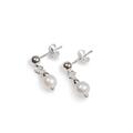 Click to view product details and reviews for Drop Ball Earrings In Silver And Pearl Default Title.