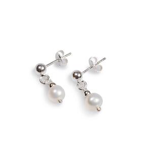 Drop Ball Earrings In Silver And Pearl Default Title