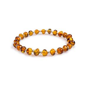 Stretch Bead Bracelet In Silver And Amber Yellow