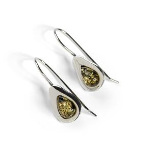 Avocado Drop Earrings In Silver And Green Amber Default Title