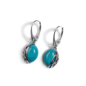 Turquoise Oval Earrings In Silver Default Title