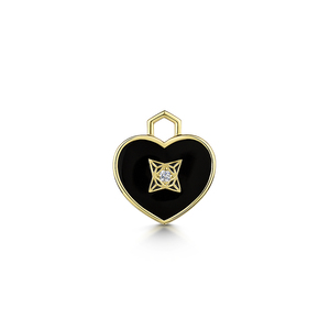 Rox Lox Diamond Black Enamel Heart S