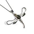 Click to view product details and reviews for Dragonfly Necklace In Silver Green Amber 22 56cm.