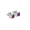 Click to view product details and reviews for Square Stud Earrings In Silver And Amethyst Default Title.