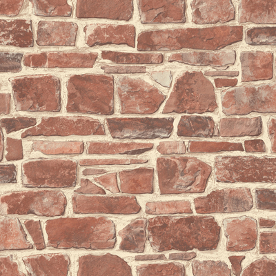 Stone Wall Wallpaper Red Rasch 265613