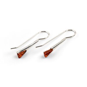 Art Deco Inspired Hook Earrings In Silver And Amber Default Title