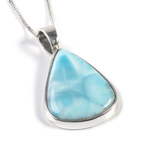 Larimar From Dominican Republic Necklace Natural Designer Gemstone 16 40cm