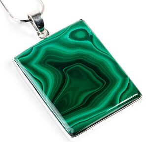 African Malachite Rectangle Necklace Natural Designer Gemstone 16 42cm