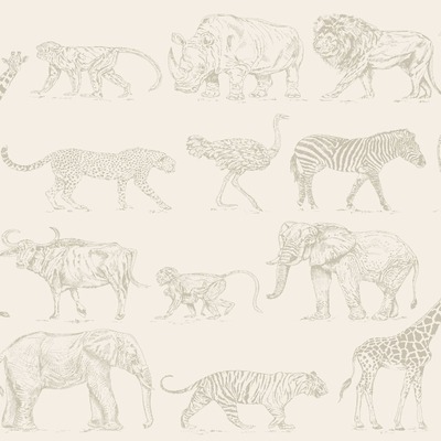 Boutique Safari Animals Wallpaper Cream / Rose Gold Graham and Brown 104894