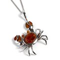 Click to view product details and reviews for Crab Necklace In Silver And Amber 16 42cm.