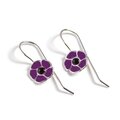 Click to view product details and reviews for Hand Painted Purple Poppy Drop Earrings In Silver And Amber Default Title.