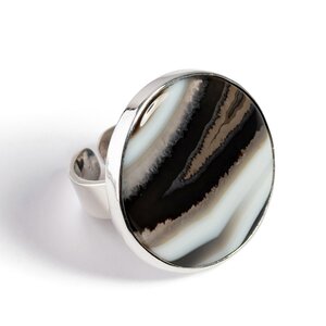 Finest Quality Black Banded Agate Ring Natural Designer Gemstone Default Title
