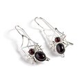 Click to view product details and reviews for Spider On Web Hook Earrings In Silver And Cherry Amber Default Title.