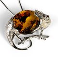 Click to view product details and reviews for Handmade Statement Chameleon Necklace In Silver And Amber 16 42cm.