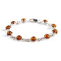Click to view product details and reviews for Circle Link Bracelet In Silver And Cognac Amber Green.