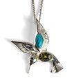 Click to view product details and reviews for Hovering Hummingbird Necklace In Silver Green Amber And Turquoise 16 40cm.
