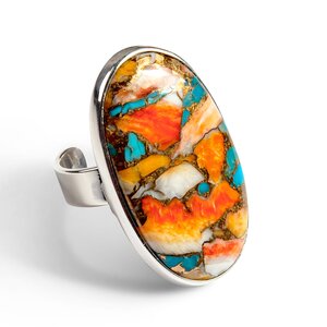 Oyster Copper Turquoise Statement Ring Natural Designer Gemstones Default Title