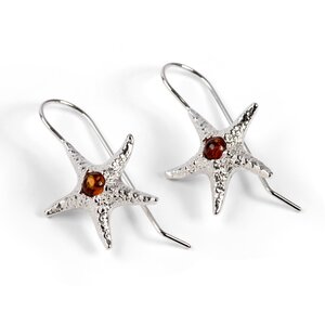 Starfish Hook Earrings In Silver And Amber Default Title