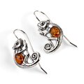 Click to view product details and reviews for Chameleon On Branch Hook Earrings In Silver And Cognac Amber Default Title.