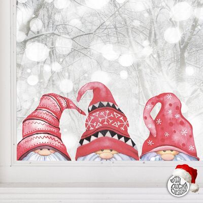 Set of 3 Christmas Peeping Gonk Window Decals - Large Set
