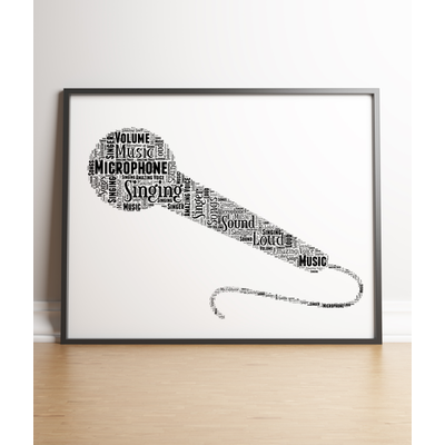 Personalised Microphone Word Art Picture Gift