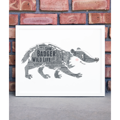 Personalised Badger Word Art Print