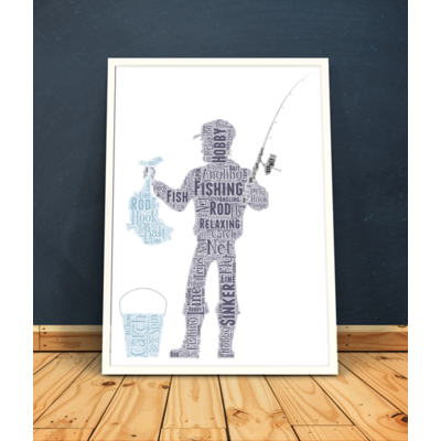 Personalised Fisherman Gift - Word Art Picture
