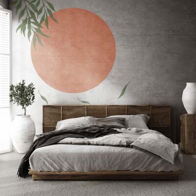 Circle & Leaves Wall Decal Set - 110cm / Moss