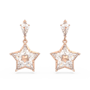 Swarovski Stella Drop Earrings Kite Cut Star White Rose Gold Tone Plated 5645466