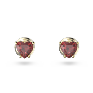 Swarovski Stilla Stud Earrings Heart Red Gold Tone Plated 5639133