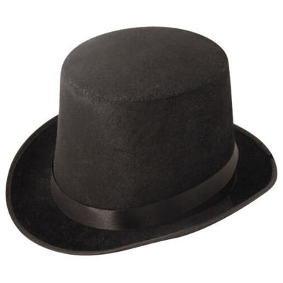 Black Felt Velour Topper Lincoln Top Hats - Choose Any Amount - Ten