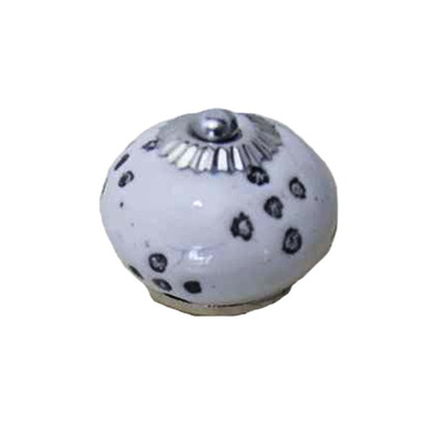 Cottingham Polka Dot Cupboard Knob (38mm), White Ceramic - 01.086D.CL.38 WHITE CERAMIC - 40mm