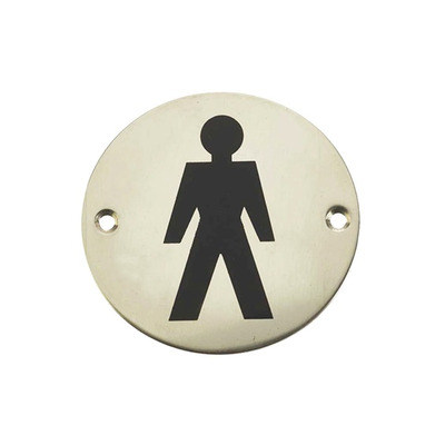 Frelan Hardware Male Pictogram Sign (75mm Diameter), Polished Stainless Steel - JS102PSS POLISHED STAINLESS STEEL