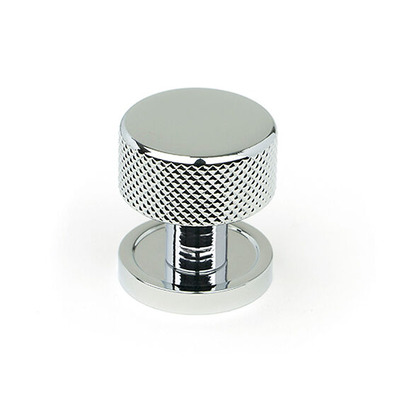 From The Anvil Brompton Cabinet Knob On Rose (25mm, 32mm Or 38mm), Polished Chrome - 46818 POLISHED CHROME - 38mm